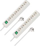 Brennenstuhl Eco-Line, stekkerdoos met 6 stopcontacten, set van 2 (stekkerdoos met verhoogde aanraakbeveiliging, schakelaar en kabel van 3 m) wit