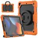 HUEZOE Beschermhoes voor iPad 10,2 inch, model 2021/2020/2019, schokbestendig, voor het hele lichaam met 360 graden draaibare houder, schouderriem voor iPad 9/8/7, oranje