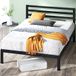 Zinus Mia Bed 120 x 190 cm, bedframe 35,5 cm, hoogte met opbergruimte onder het bed, metalen bed met hoofdeinde, zwart