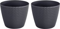 Prosperplast Splofy bloempotten - 26 cm - Antraciet - 2 stuks