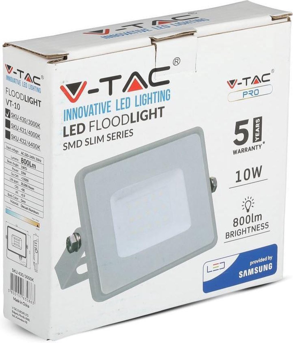 V-tac Samsung LED Breedstraler 10W - 800lm - 6400K