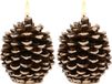 Anna's Collection LED dennenappel kaars - 2x - bruin - 10 x 8.5 cm - met timer