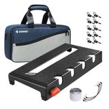 Donner DB-S100 Gitaarpedaal board case aluminium effectboard pedaalboard met waterdichte rugzaktas inclusief klittenbandsluiting met plakband en voedingmontageapparaat, 36,7 x 19,1 x 5,2 cm