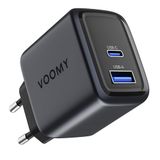 Voomy USB C Adapter 35W - Oplader - Snellader - USB C Lader - Universeel - 1 USB-C & 1 USB-A Poort - Geschikt voor Laptop, telefoon, tablets en meer - Space Grey