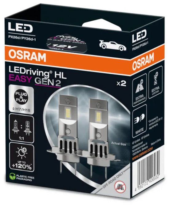 Osram LEDriving HL EASY Gen 2 H7 / H18 LED Set - Dimlicht & Grootlicht - 6500K - 2 Lampen