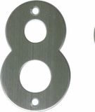AMIG Huisnummer 8 - massief Inox RVS - 10cm - incl. bijpassende schroeven - zilver