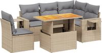 vidaXL 6-delige dining loungeset met kussens, polyrattan, beige