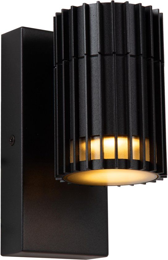 Lucide TIMBALA Wandspot / Wandlamp Binnen/Buiten - 1xGU10 - IP44 - Zwart