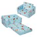 VEVOR Fauteuil pour enfants pliable, canapé pour enfants 2 en 1, en éponge 25D haute densité et housse en tissu imprimé peau de pêche, meuble de salle de jeux, sofa tout-petits, motif de Noël, bleu