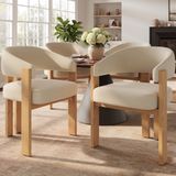 OKWISH Eetkamerstoel – Set van 4 – Flanel en Metaal – Beige