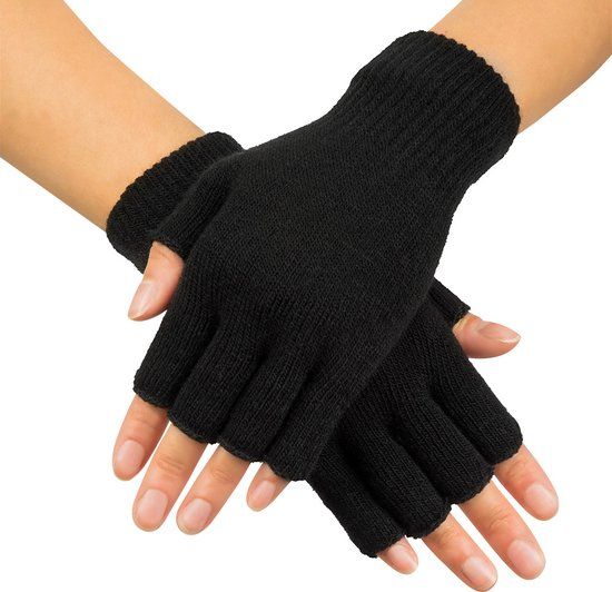 Boland - Vingerloze handschoenen zwart - Unisex - Themafeest / Carnaval