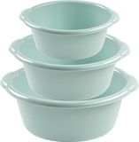 Forte Plastics Ensemble avantage bacs ronds multifonctionnels en plastique menthe en 3 tailles - capacité 6-10-15 litres