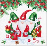 PAW Decor Lunch servetten Christmas Gnomes - 33x33 cm
