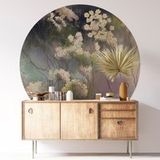Sticker mural cercle floral - 30 cm de diamètre - Finition brillante