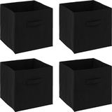 5Five Opbergmand/kastmandje - 4x - Zwart - 31 x 31 x 31 cm - 29 liter