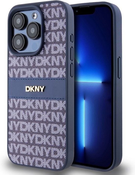 DKNY Textured Tonal Stripe Back Case for Apple iPhone 14 Pro - Blue