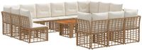 vidaXL Tuinbank - Set - 14 - st - Natuurlijk - en - Crème - Wit - poly - rattan
