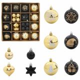 vidaXL Set de boules de Noël - 40 pièces - Noir et Or - Ø 6 cm - Plastique
