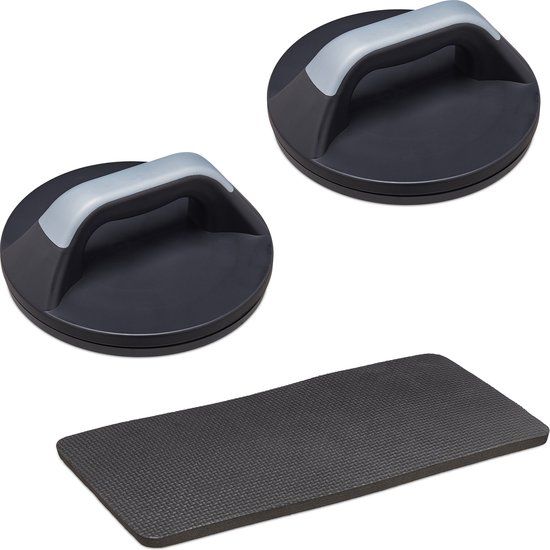 Relaxdays opdruksteun set van 2, draaibare push-up grips, voor je home-workout, bovenlichaam trainen, in het grijs