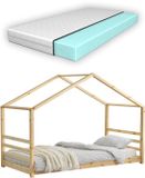 en.casa Kinderbed grenen huisbed incl. matras 90x200 cm hout