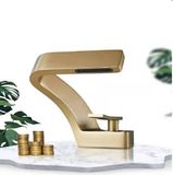 Unyqoos® Messing enkeldraaiknop wastafelmengkraan met watervaluitloop