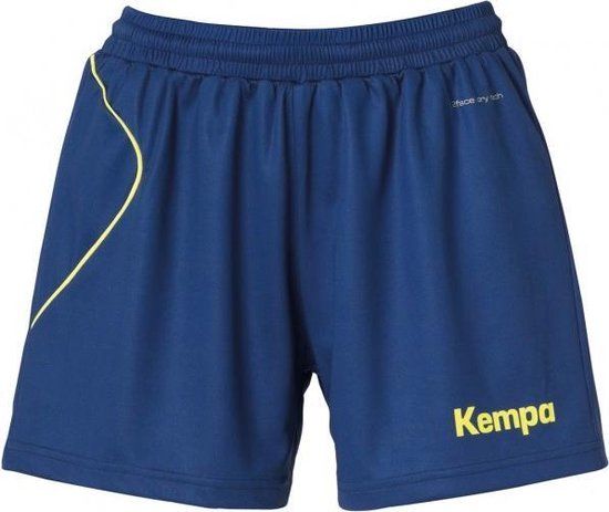 Kempa Curve Short Dames - Diep Blauw/Fluo Geel - Maat XXL