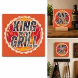 spreuktegel Deco Tile King Of The Grill Orange - spreuktegel - decoratieve keramische tegel - wanddecoratie voor barbecue- en grillliefhebbers - Flamingo