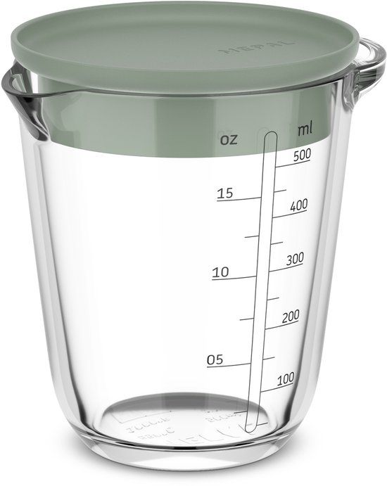Mepal Glas maatbeker met deksel Chef it - 500 ml - Nordic sage