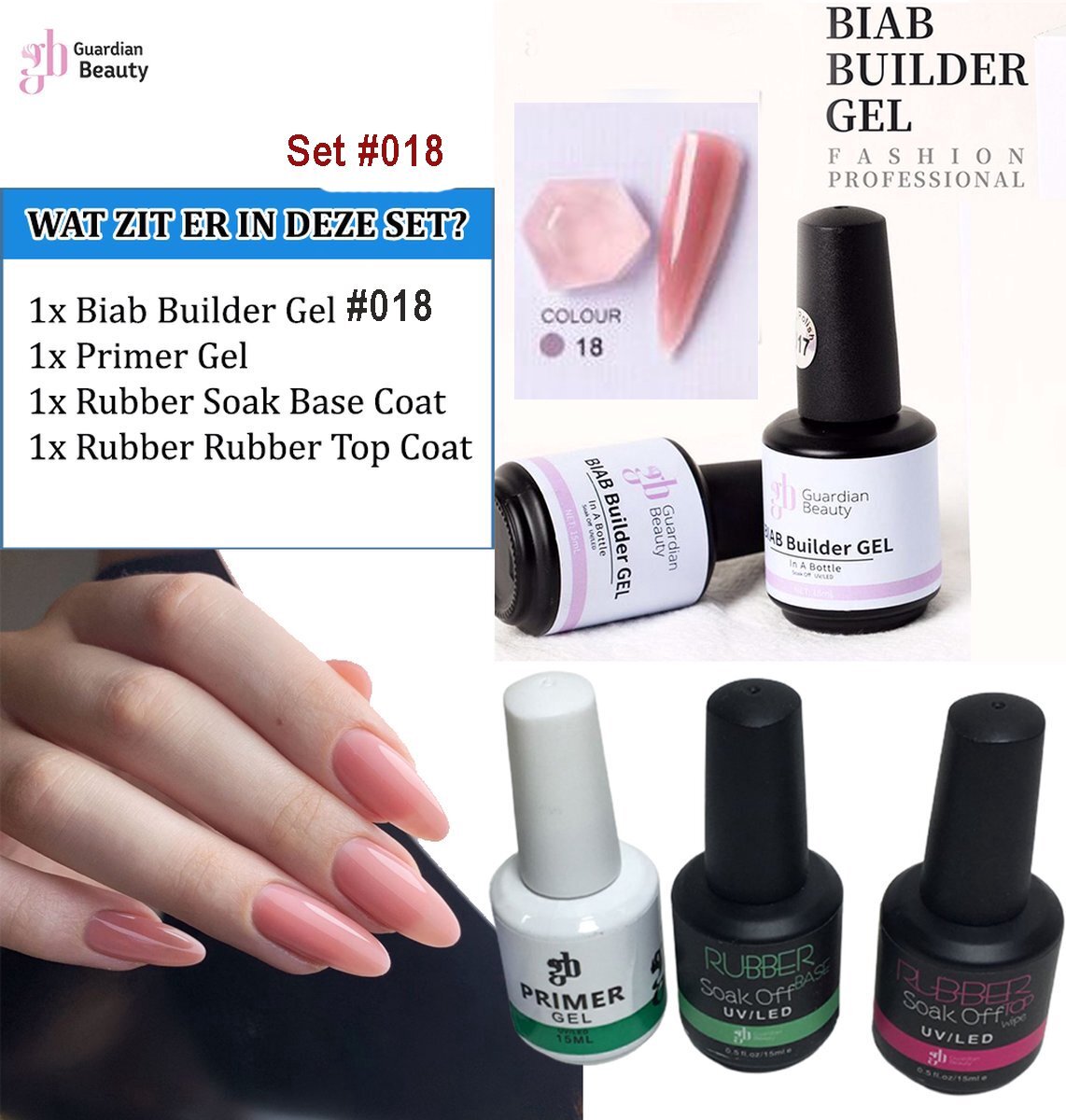 Guardian Beauty BIAB Builder Gel Set #18 - Nagellak Gel - BIAB Builder - Biab Gel - Biab Nail Gel