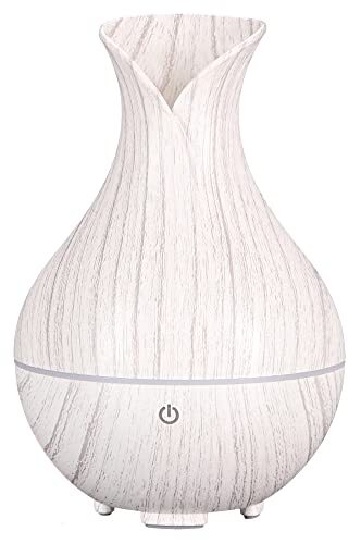 SIXTOL Bloom Aroma Difuzer 200 ml, ultrasone luchtbevochtiger, voor luchtbevochtiging en geur van thuis, slaapkamer, kantoor, aromatherapie diffuser, voor etherische oliën (wit hout)