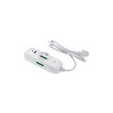 FANTON 474124 TRIAX meervoudig stopcontact 2 USB A en C, 1 bypass-Schuko-stopcontact, 2 bypass-stopcontacten, kabel 1,5 m, hoekstekker 10 A + veiligheidsschakelaar, wit