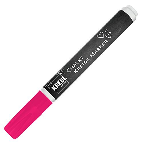 Kreul 22720 - Chalky krijtmarker medium, neon roze, met vormvaste ronde punt ca. 2 - 3 mm, mat, non-permanent vloeibaar krijt, voor tekenen op borden, memoboards of glazen oppervlakken