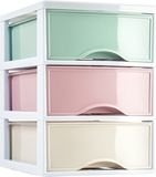 Plasticforte Bureau organizer - met 3 lades - multi pastel - Kunststof - L18 x B25 x H25 cm