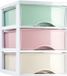 Plasticforte Bureau organizer - met 3 lades - multi pastel - Kunststof - L18 x B25 x H25 cm