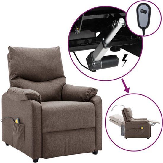 vidaXL Massagestoel elektrisch stof taupe