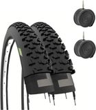 2 Ecovelò 2 banden 24 x 1,95 (50-507) + kamers | ZWARTE GETASSEERDE BANDEN MOUNTAIN BIKE