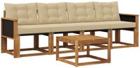vidaXL - Bank loungeset - 5-delig - Acacia hout - Natuurlijk en beige