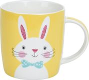 Merkloos / Sans marque Koopman International Pasen thema mok met paashaas - geel - porselein - 370 ml