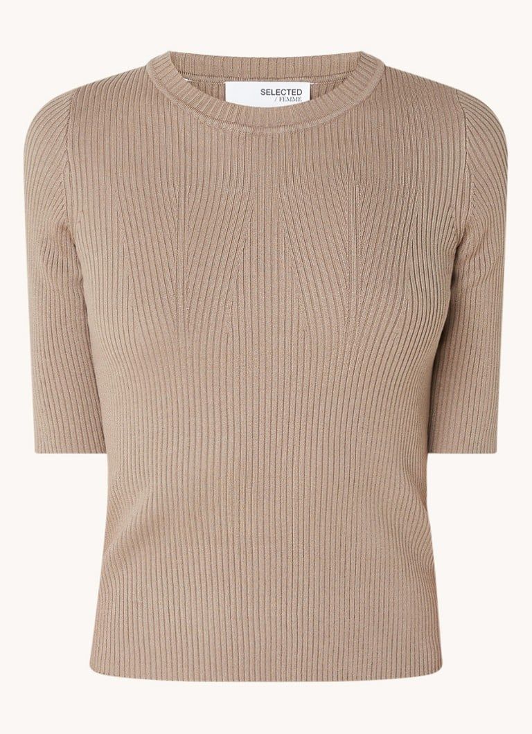 Selected Femme Mala rib knit top with stretch