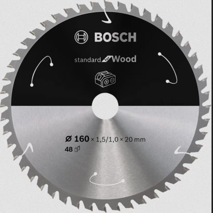 Bosch Standard for Wood Cirkelzaagblad - 160mm - 48 Tanden - 1 Stuk