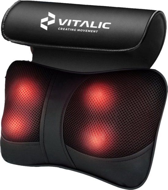 Vitalic Premium Shiatsu Massagekussen voor Nek & Rug - Warmtekussen - Zwart/Grijs