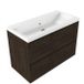 Saniclass Holz Pure Badkamermeubelset - 100x45x63.5cm - Bari keramische wastafel wit - 1 wasbak - zonder kraangat - 2 lades - mat eiken charcoal (hout) SW1420788/SW24928