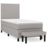 vidaXL Boxspringbed met matras, lichtgrijs, 140x200 cm, gestoffeerd