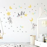 Muursticker Kinderen - Decoratie Babykamer - Scandinavisch - Dieren in de Sterren - H120 x L180 cm
