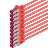1aTTack.de Cat6a CAT6 10x 7,5m LAN-netwerkkabel SFTP PIMF 10Gb/s - rood