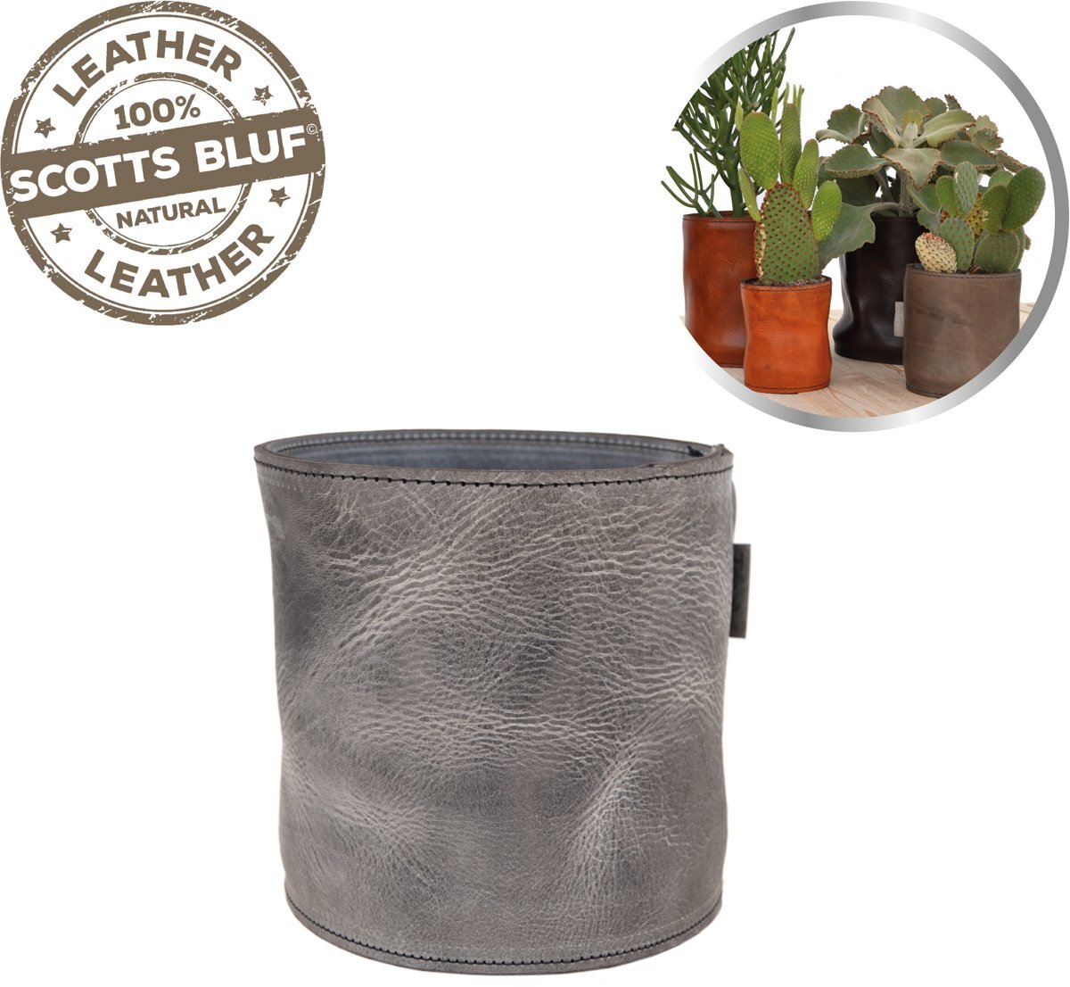 Scotts Bluf Lederen bloempot Grey 31 Size XXL