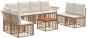 vidaXL - Bank loungeset - Polyester - Natuurlijk en crème wit - 8 zitplekken