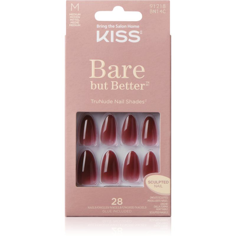 KISS Kale maar Betere Press-On Nagels Medium Lengte Amandelvorm 'Chemistry' Rode Set