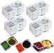 BeiJingLiangPinJiaZuoKeJiWenHuaFaZhanYouXianGongSi Lot de 20 Boîtes à collation réutilisables avec 2 compartiments (14 x 8,5 x 2,5 cm) - Boîtes de rangement transparentes pour la préparation des repas, les trempettes et les épices - Lavables au lave-vaisselle avec couvercle, fermeture