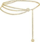 Wan GmbH Chaîne de taille dorée pour femmes - Chaîne de corps dorée en métal pour robe, jupe ou bikini - Longueur 105 cm